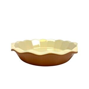 Emile Henry Williams Sonoma Ruffled Pie Dish 10” Ceramic Flutted Peach